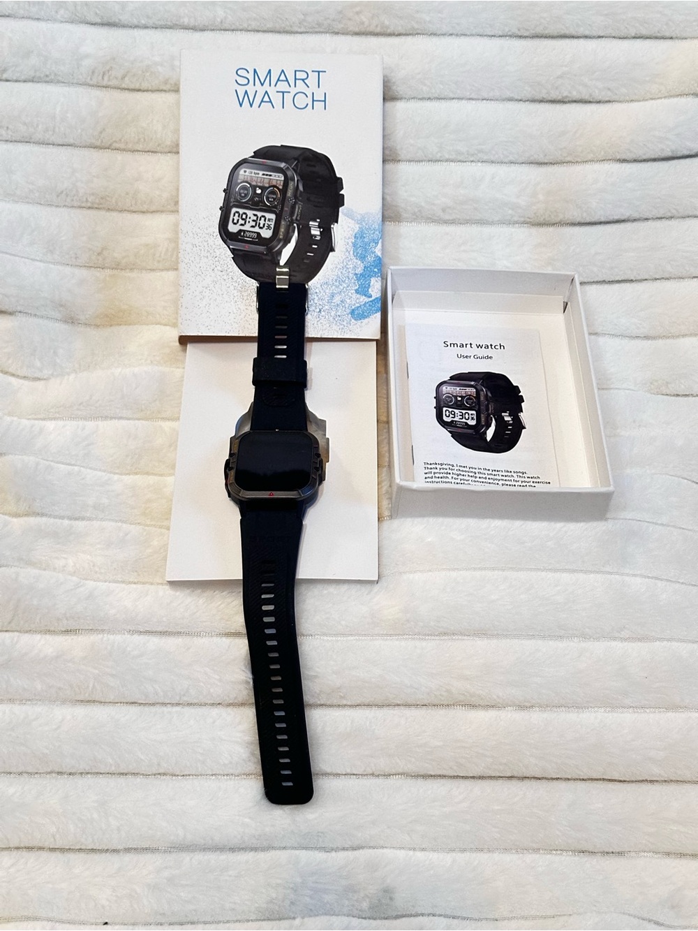 Black Smart Watch with Silicone Strap